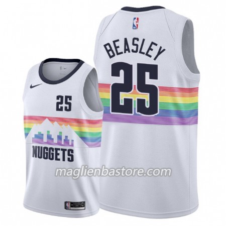 Maglia NBA Denver Nuggets Malik Beasley 25 2018-19 Nike City Edition Bianco Swingman - Uomo